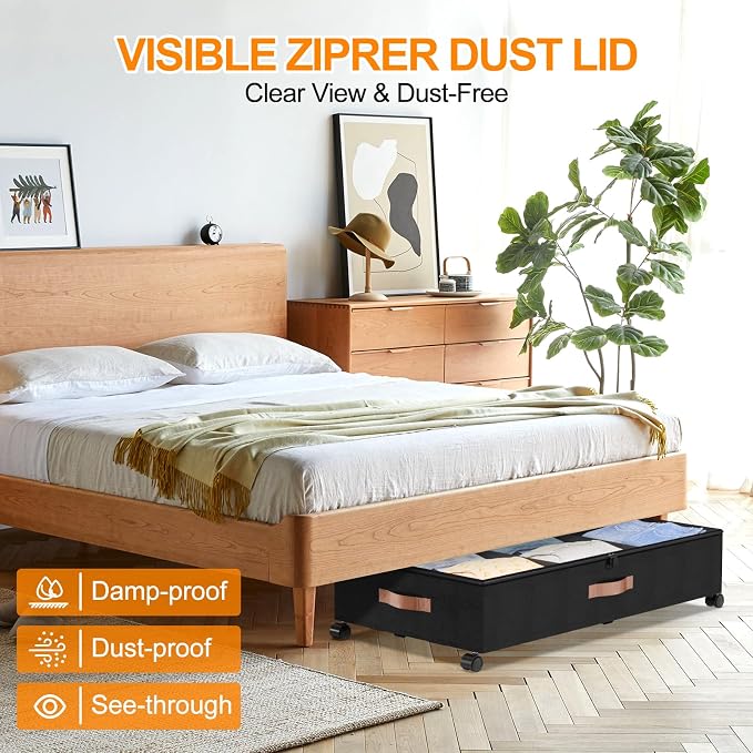 Under Bed Storage with Wheels, 4 Pack Under Bed Storage Container with Dividers - Image 8