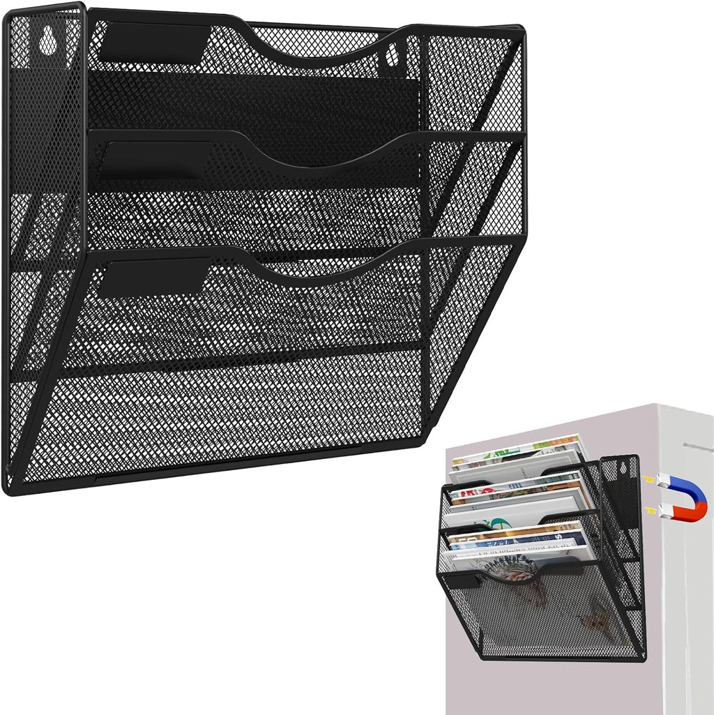 3-Tier Magnetic File Holder, No Drilling Installation File Cabinet