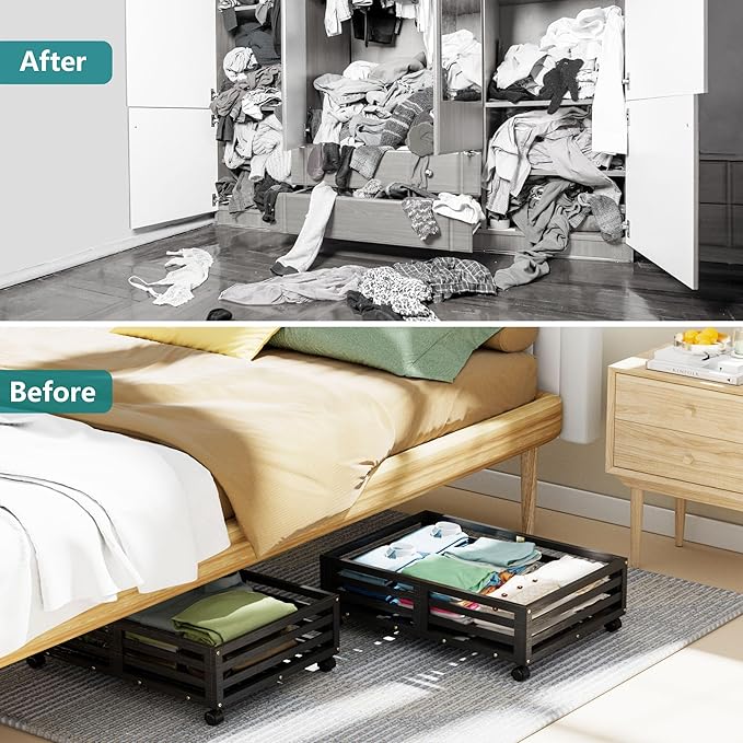 Bamboo Under Bed Storage Containers- Underbed Organizer - Image 7