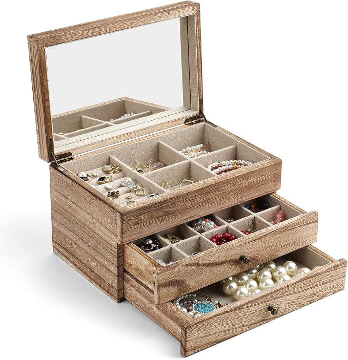 Meangood Jewelry Box Organizer for Women, 3 Layer Large Jewelry Storage Case by Meangood