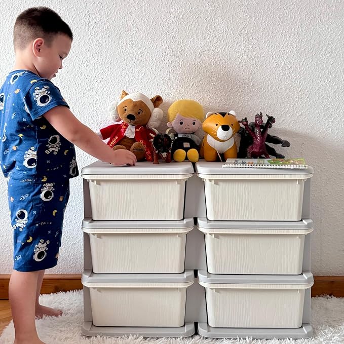 Qaba 3 Tier Kids Storage Unit, 6 Drawer Chest Toy Organizer Plastic Bins - Image 8