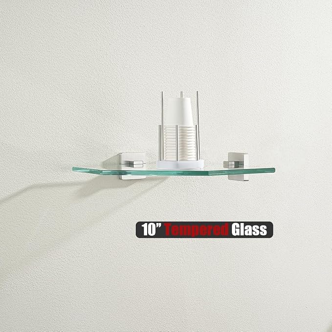 JQK Corner Glass Shelf, Brushed Steel Bathroom 304 Stainless Steel Shower - Image 5