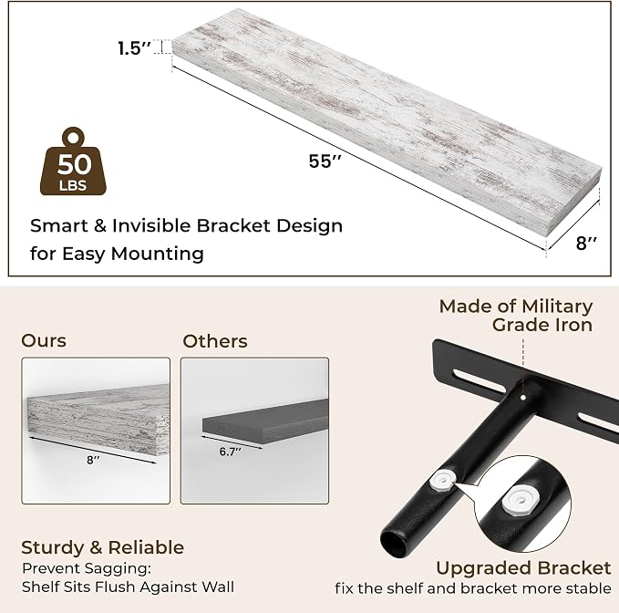 RICHFOCUS 55Inch Floating Shelves - Image 4