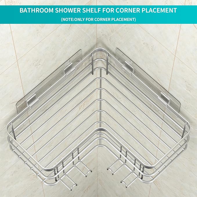 Yazoni Shower Caddy 2-Pack, No Drilling Shower Organizer Corner Shelf - Image 7
