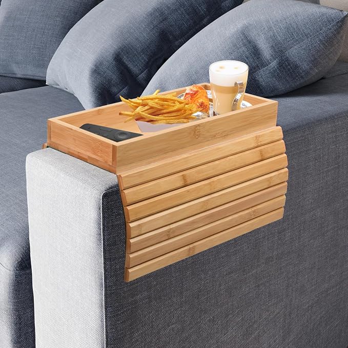 Couch Armrest Table, Bamboo Couch Cup Holder, Couch Cup Holder Tray, Sofa Arm - Image 4