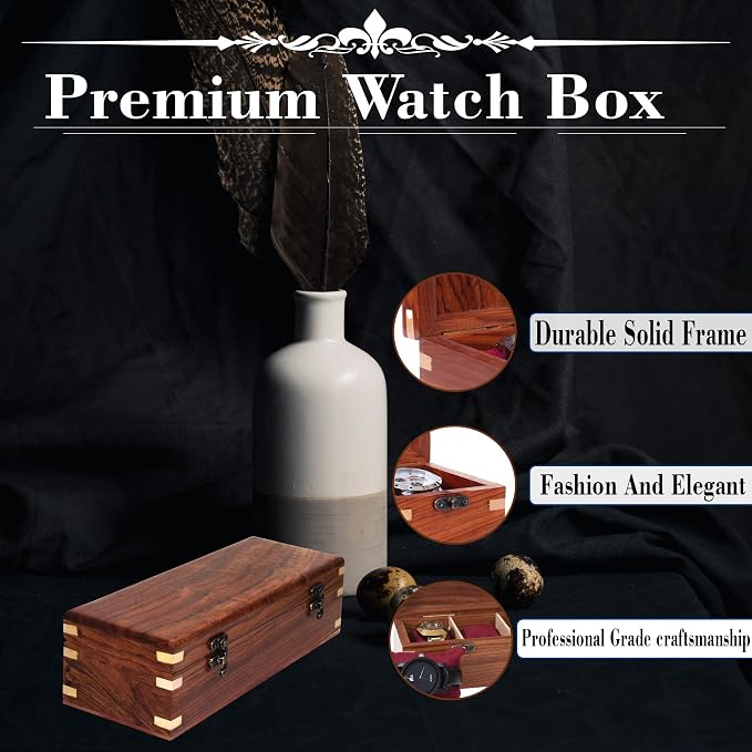 Wooden Watch Box for Men & Women, Watch Organizer & Display Case, Premium - Image 4