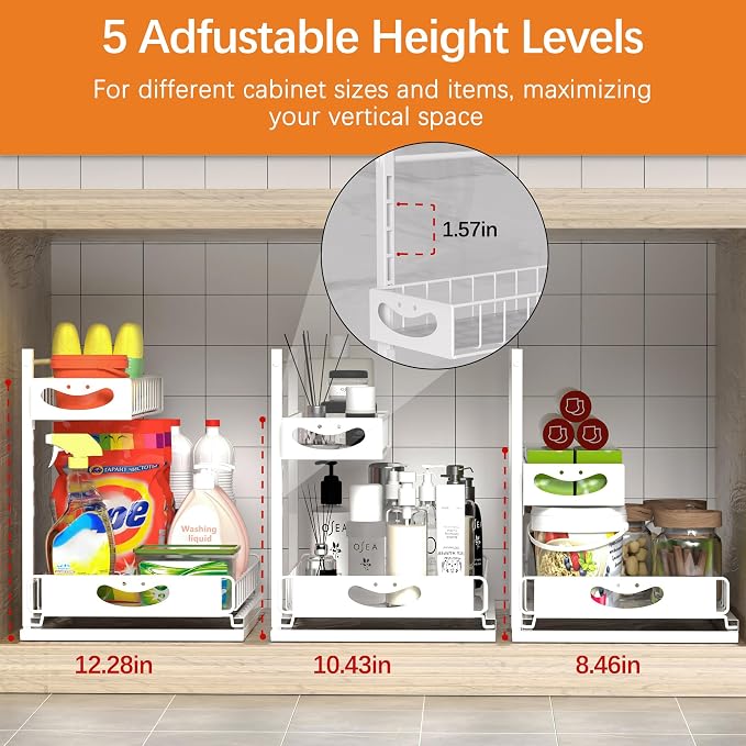 Under Sink Organizer with Pull-Out Drawers, Kitchen Sink Organizer, 2 Tier - Image 4