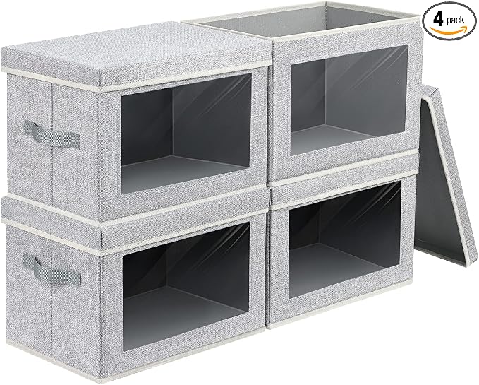 Fabric Storage Bins with Lids, Large Storage Cubes with Window, Fabric Storage by Homsorout