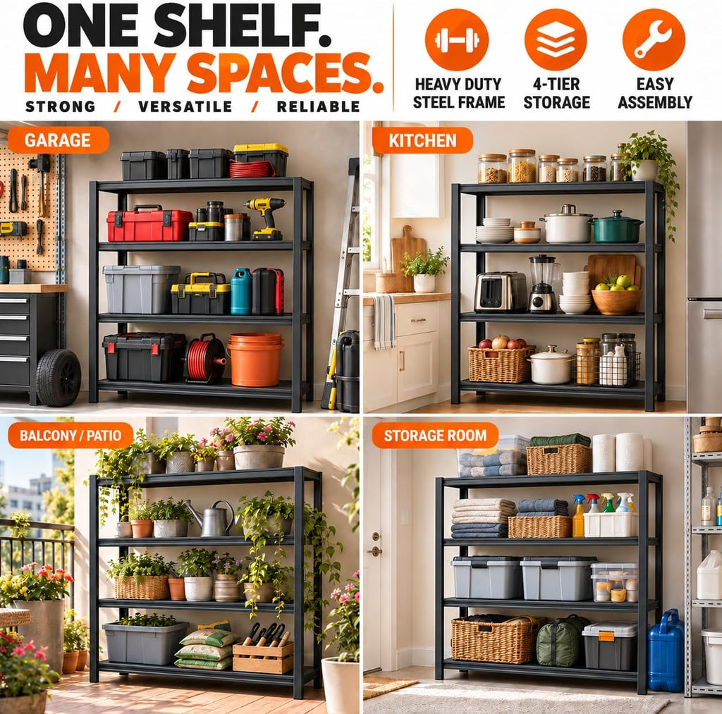 Garage Shelving 44"H x 40"W x 14"D Heavy Duty Storage Shelves Boltless