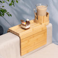 Couch Cup Holder Tray for Thin Armrest Wider Than 4.9'', Bamboo Couch Arm Tray by Tomlyop
