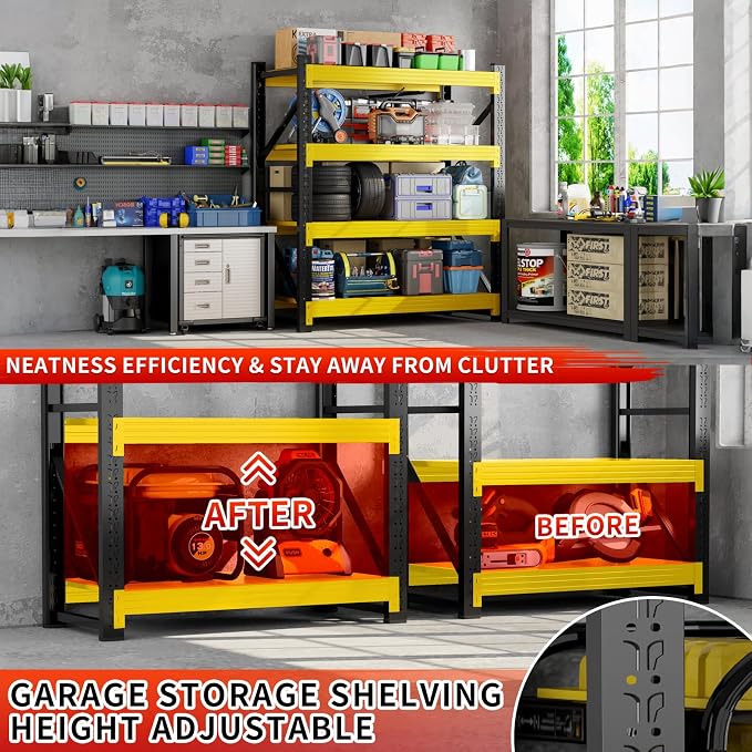 5000LBS Garage Storage Shelves, 4 Tier Metal Utitly Shelves Industrial Shelving - Image 5