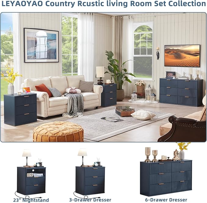 LEYAOYAO Fluted Nightstand Set of 2 - Image 4