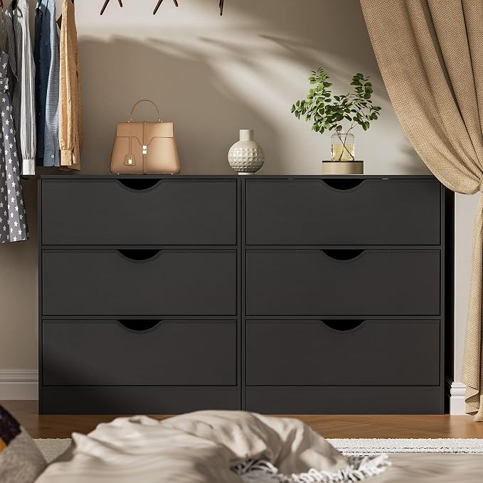 3 Drawers Dresser for Bedroom, Fabric PU 6 Drawer by Housoul