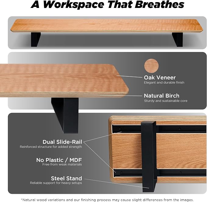 Moodular Wooden Monitor Stand 45.6” Large Desk Organizer - Image 3
