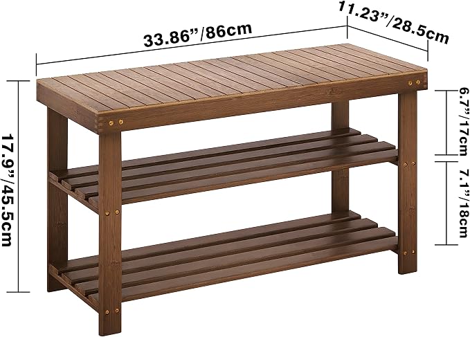 SMIBUY Bamboo Shoe Rack Bench, 3-Tier Shoe Organizer Storage Shelf - Image 2
