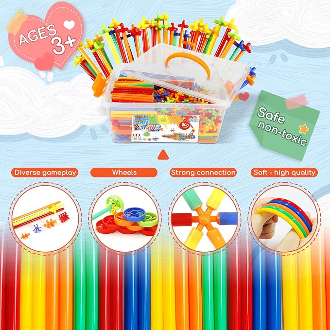 Ggiibro Straw Constructor Toys 800Pcs STEM Building Toy - Image 3