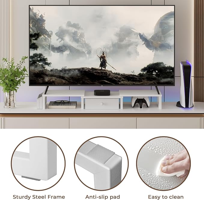 LAND·VOI Heavy Duty Dual Monitor Stand, Holds 2 Screens Up to 27 Inches - Image 9