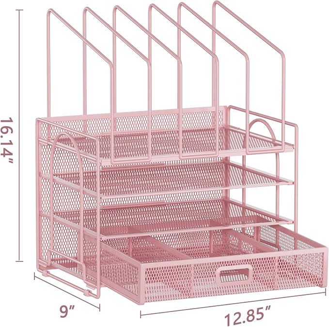 Marbrasse Desk Organizers, 4-Tier Mesh Desk File Organizer - Image 5