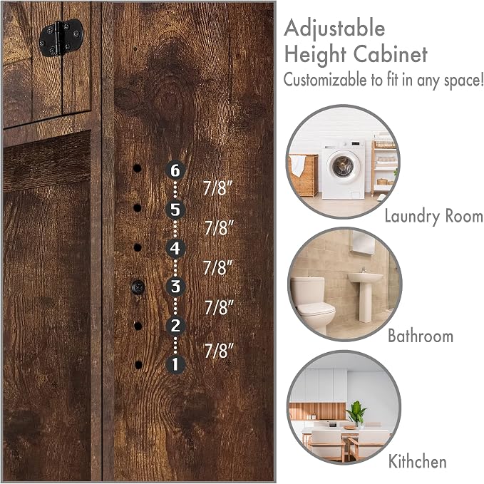 Over The Washer or Over The Toilet Storage Cabinet w/Height Adjustable Shelf - Image 6