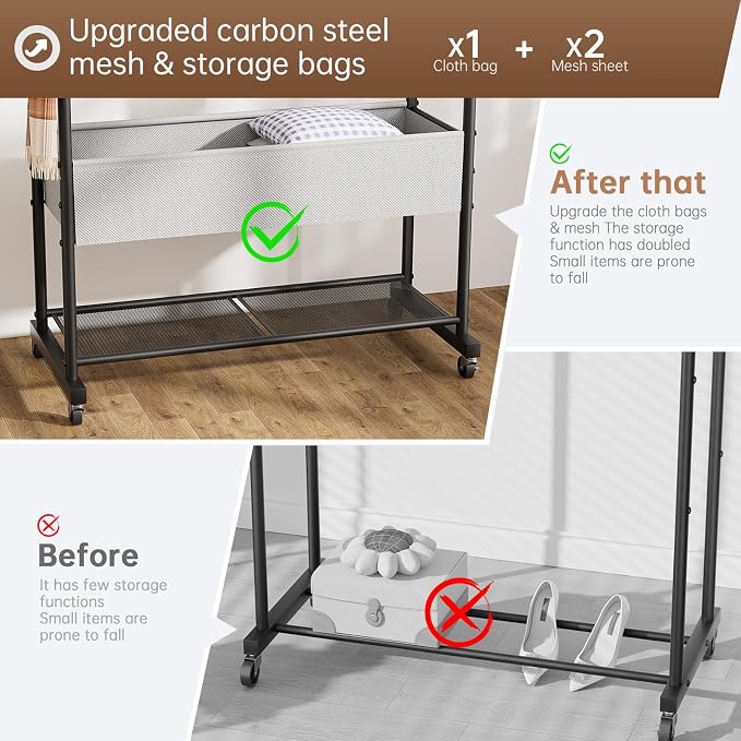 Clothes Garment Coat Rack Drying Clothing Racks Metal Freestanding - Image 7