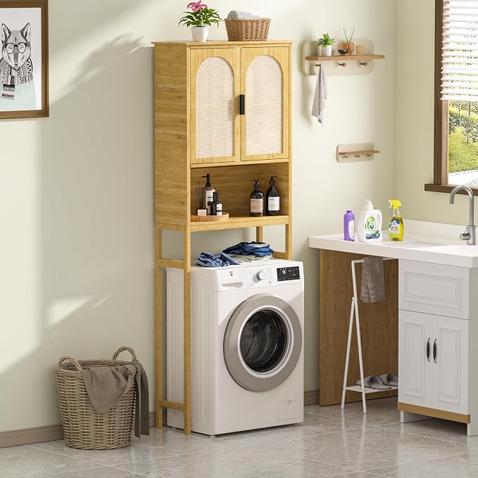 BlueWish Bathroom Organizers and Storage, Bamboo Over The Toilet Storage Cabinet - Image 8