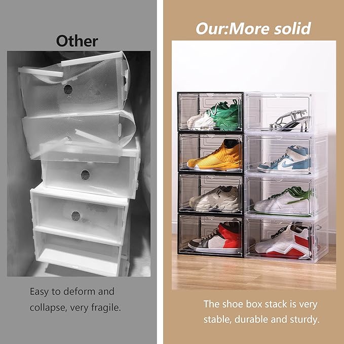 Attelite Shoe Box, Upgraded Large Clear Shoe Storage Box Stackable, 8 Pack - Image 7