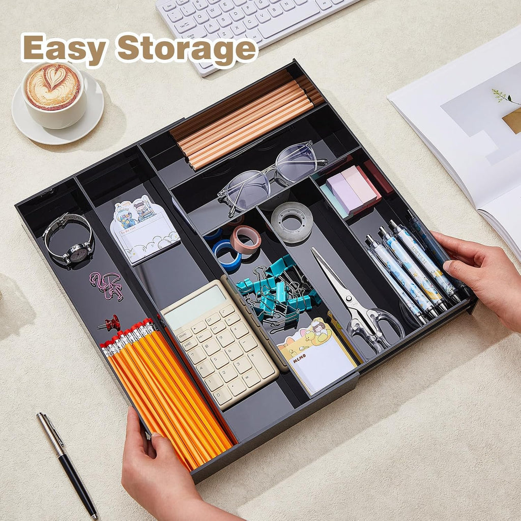 Briwooody Black Acrylic Drawer Organizer Expandable,7