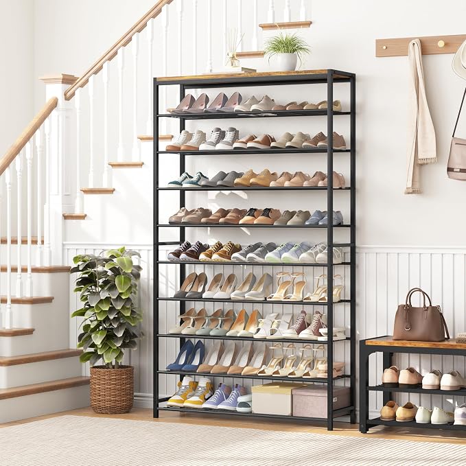 HOMEFORT 10 Tiers Shoe Rack Organizer, 39.4" Shoe Storage Shelf - Image 2