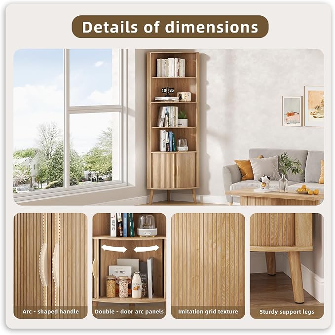 Corner Cabinet, 66.73'' Tall Modern Corner Bathroom Storage Cabinet - Image 4