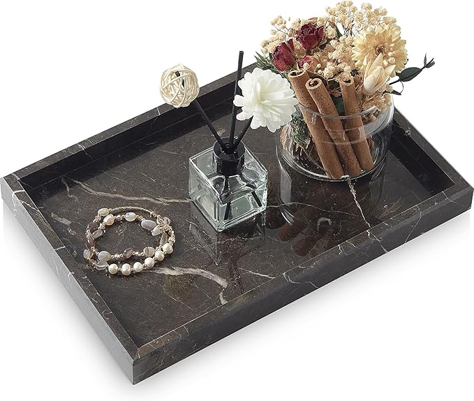 Brown Marble Tray, Pure Natural Vanity Tray, Marble Tray by MULWRMarbleTray
