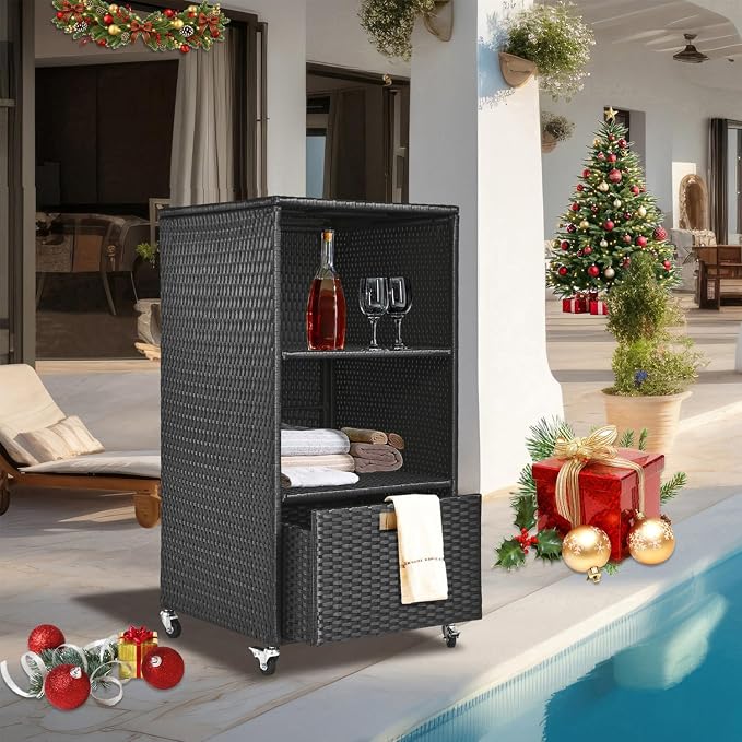 Outdoor Towel Rack for Pool Outdoor Pool Towel Storage Cabinet - Image 5