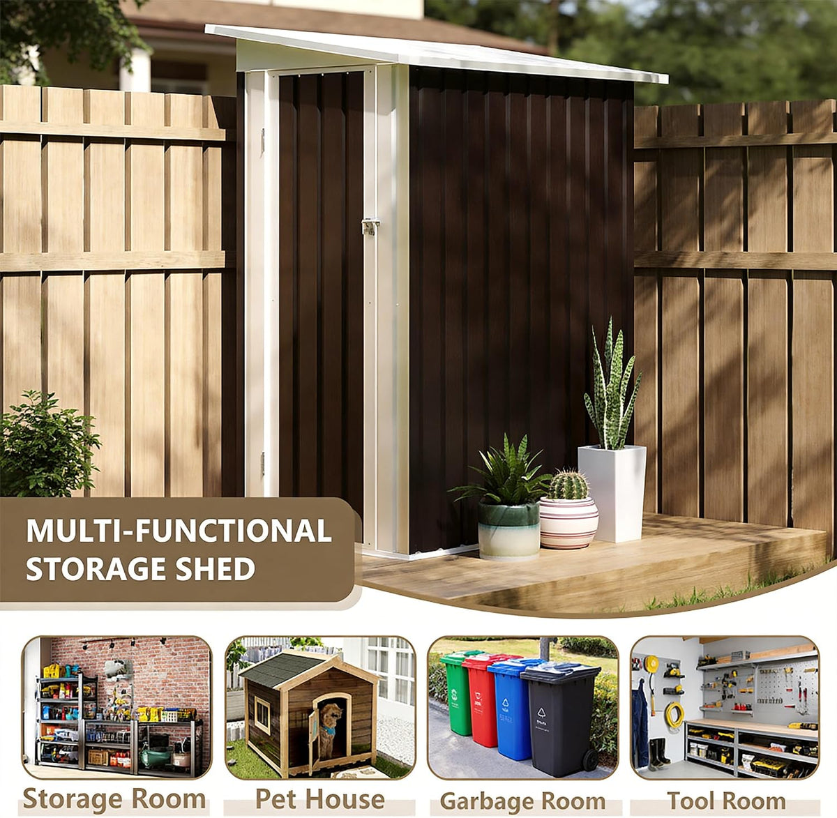 4 * 2 FT Metal Garden Storage Sheds for Patio Backyard Tools House