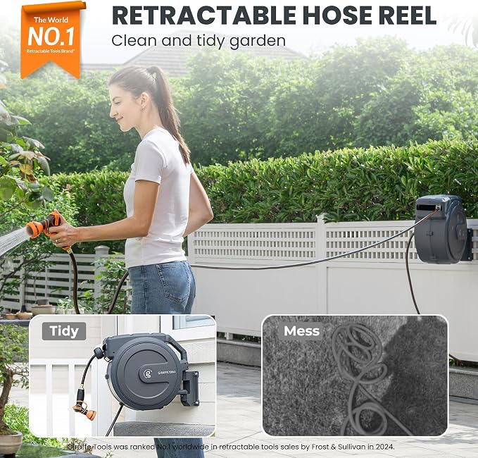 Giraffe Tools AW405/8MB Retractable Garden Hose Reel 5/8" x 90 ft PRO Metal - Image 3