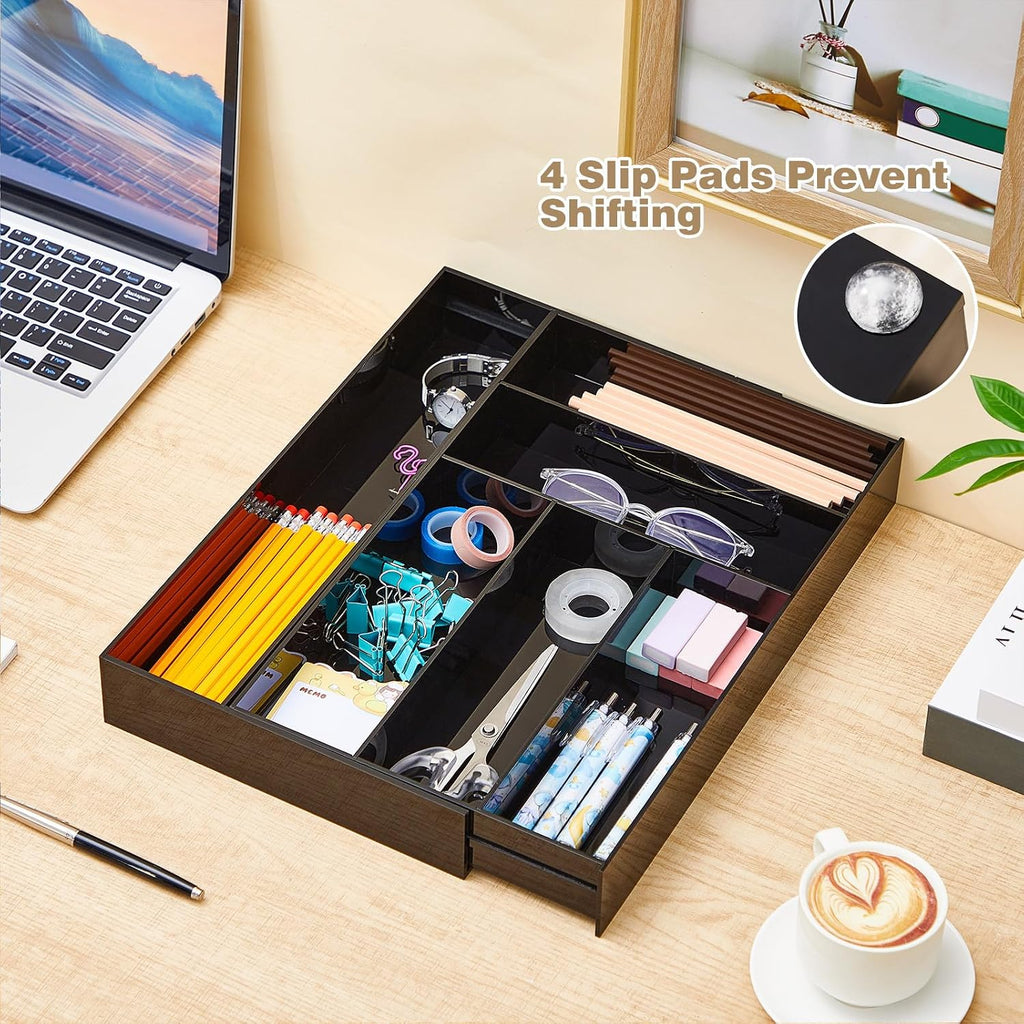 Briwooody Black Acrylic Drawer Organizer Expandable,7