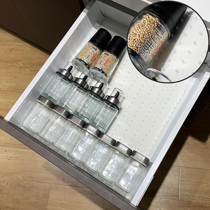 Gosmol Spice Drawer Organizer insert, Adjustable & Non-Slip Silicone Spice by Gosmol