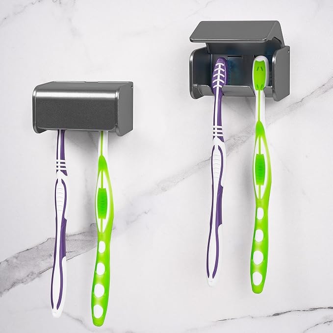 2 PCS Toothbrush Holder Wall Mounted by LUEXBOX