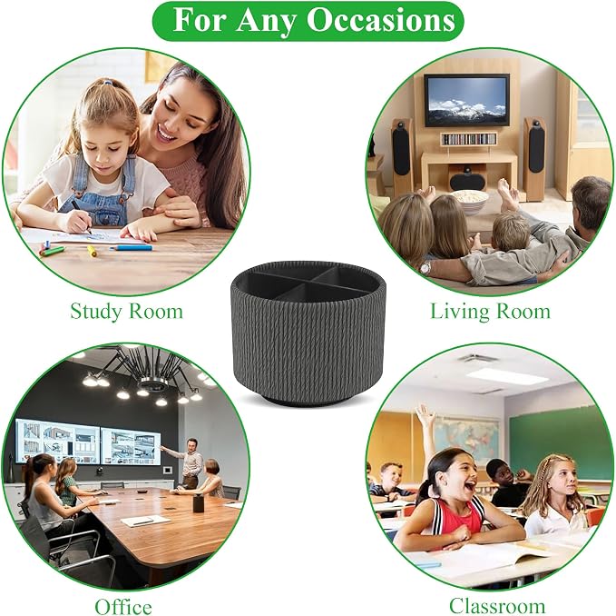 Round Leather Art Supply Organizer, Remote Control Holder, 360 Degree Spinning - Image 8