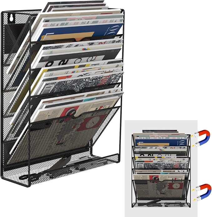 6-Tier Magnetic File Holder, No Drilling Installation File Cabinet Organizer by LQPAFZ