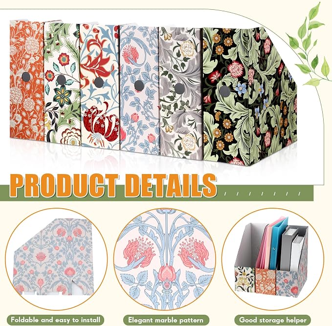 PerKoop 12 Pcs Magazine File Holder Foldable Decorative Cardboard File Folders - Image 3