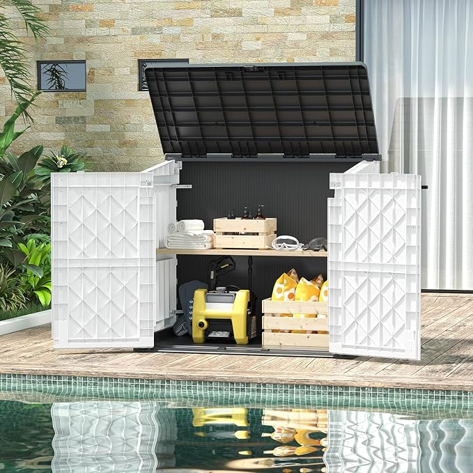 Horizontal Storage Shed, Outdoor Resin Storage Shed 36 Cu. Ft. Garden Extra - Image 8