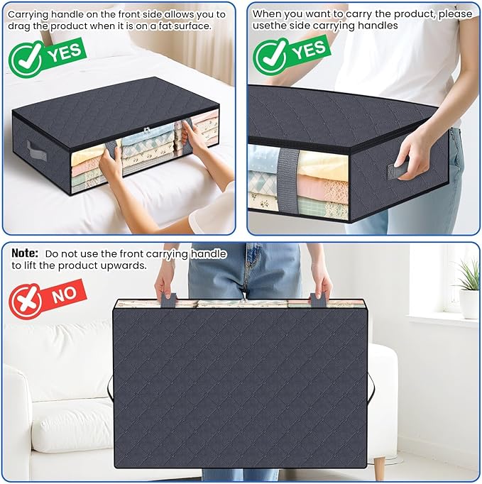 Under Bed Storage Containers, 4 Pack Blanket Storage Bags, Collapsible Storage - Image 5