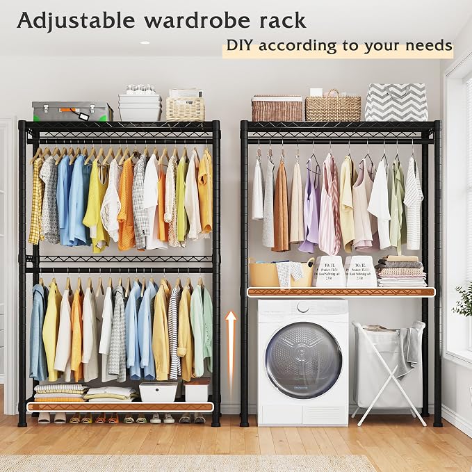 Raybee Clothing Rack with Wheels, Clothes Rack - Image 4