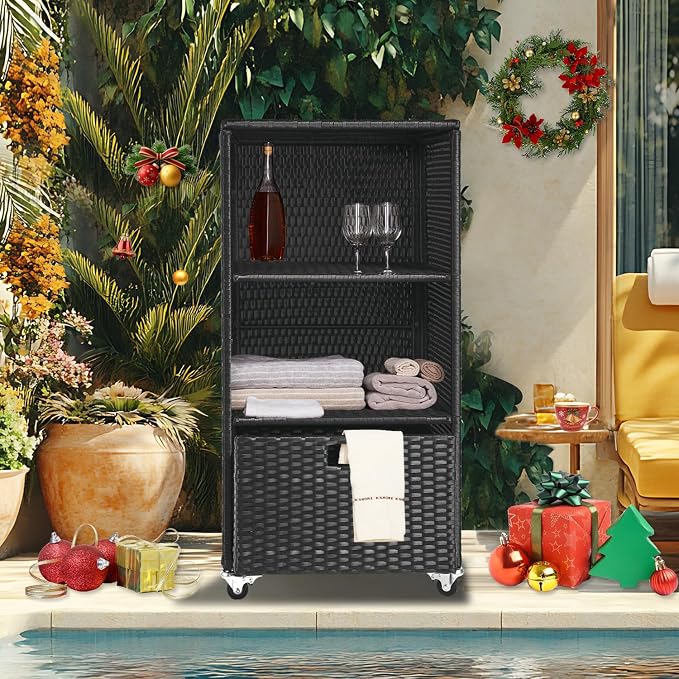 Outdoor Towel Rack for Pool Outdoor Pool Towel Storage Cabinet - Image 3