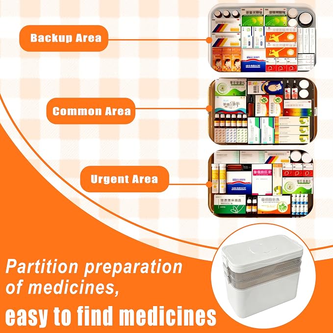 3-Tier Medicine Organizer with Detachable Pill Box, First Aid Kit with Handle - Image 4