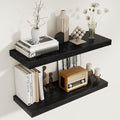Black Floating Shelves for Wall, 27.5 Inch Bathroom Shelves Set of 2, Rustic by FunMemories