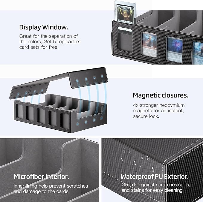 Trading Card Storage Box 5-Row 3900+ Capacity, TCG MTG Card Case - Image 4