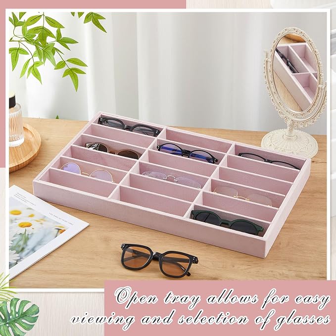 Amylove 2 Pcs Sunglass Organizer Trays Glasses Stackable Jewelry Trays Sunglass - Image 4