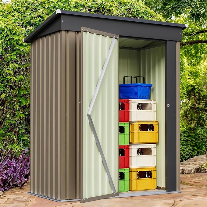 Furniwell 5x3 FT Outdoor Storage Shed, Metal Garden Sheds Outdoor Storage House by WellFurnitureHomeLifeWell