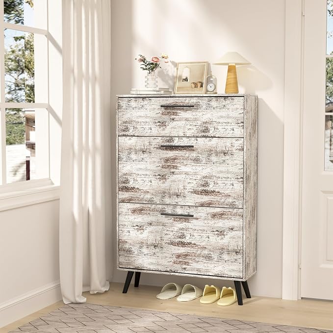 Rustic White Shoe Storage Cabinet by IdeaKey