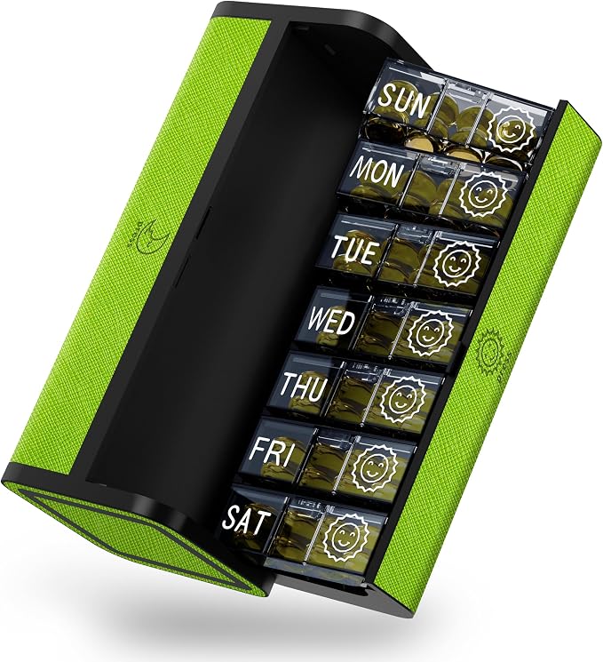 Weekly Pill Organizer 2 Times a Day, 7-Day Large Travel Pill Box 7 Day by TALVOLC
